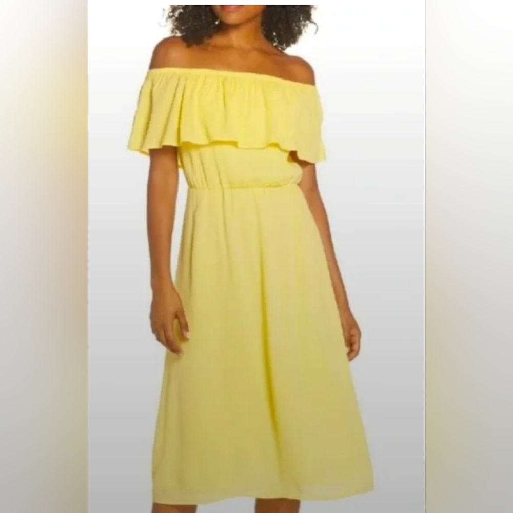 CHARLES HENRY YELLOW RUFFLE SUNDRESS-SIZE M